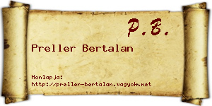 Preller Bertalan névjegykártya